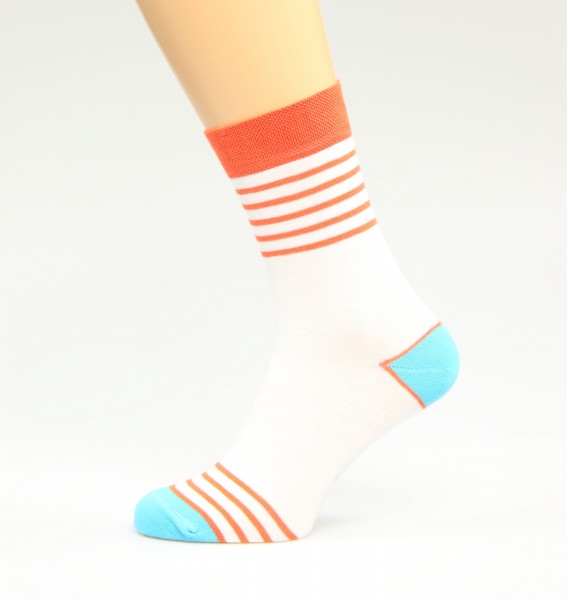 weiss orange gestreifte Business-Socken Größe 39, 40, 41